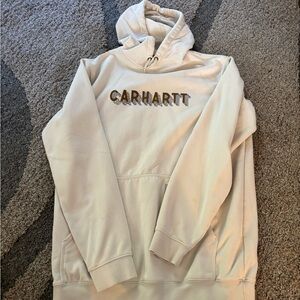 Carhartt Off-White Hoodie with Gold Logo